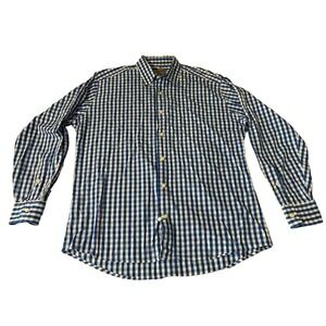 Bills Khakis Men’s Long Sleeve Button Down Navy Checkered Shirt XL Made In USA
